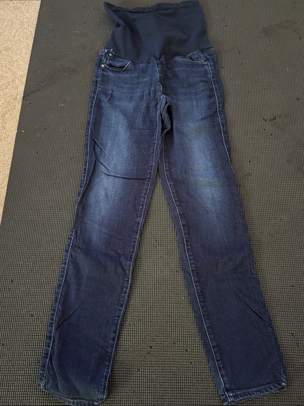 Maternity Straight-Leg Jeans with Overband - Dark Blue